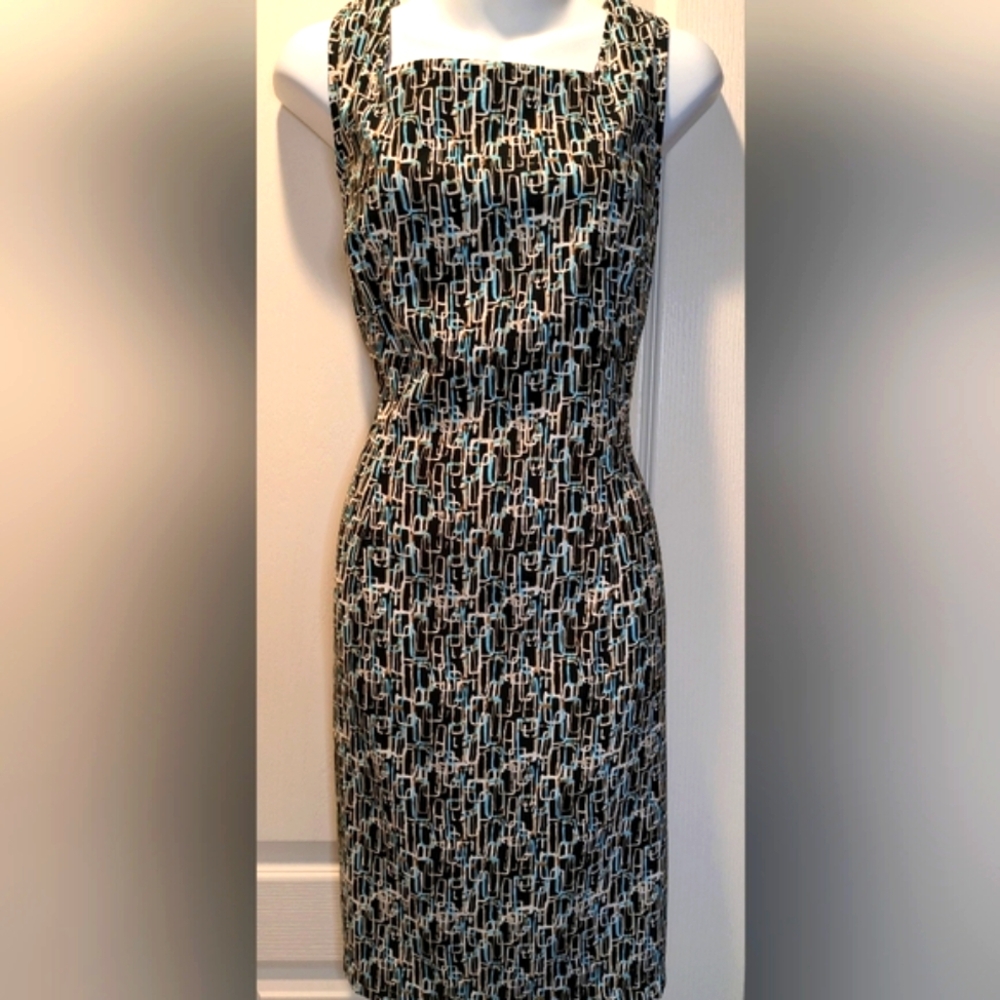 Connected Apparel Dress Women Retro Pattern MCM Business party Tank Style sz 14